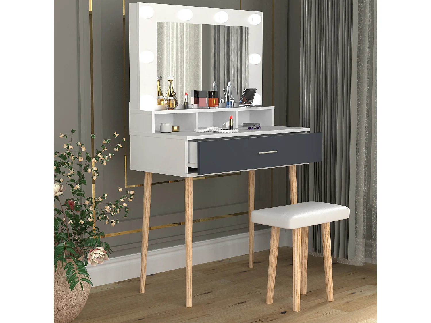 Schminktisch Hocker Spiegel Lindas