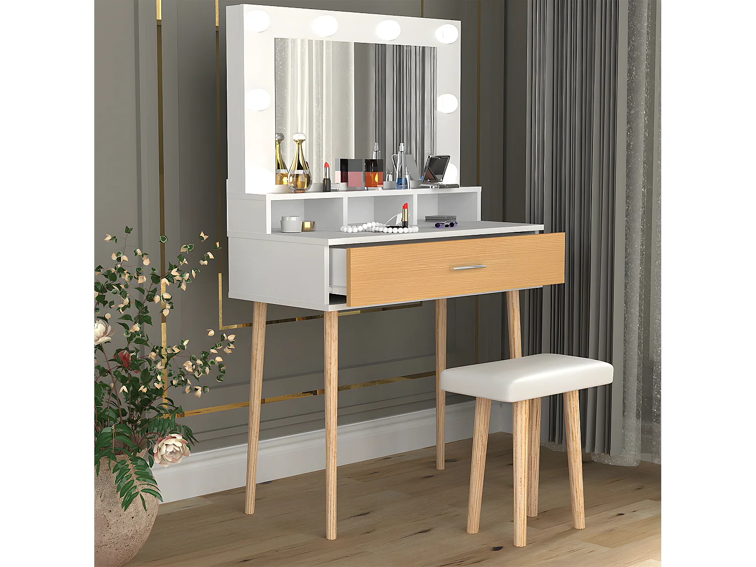 Schminktisch Hocker Spiegel Lindas