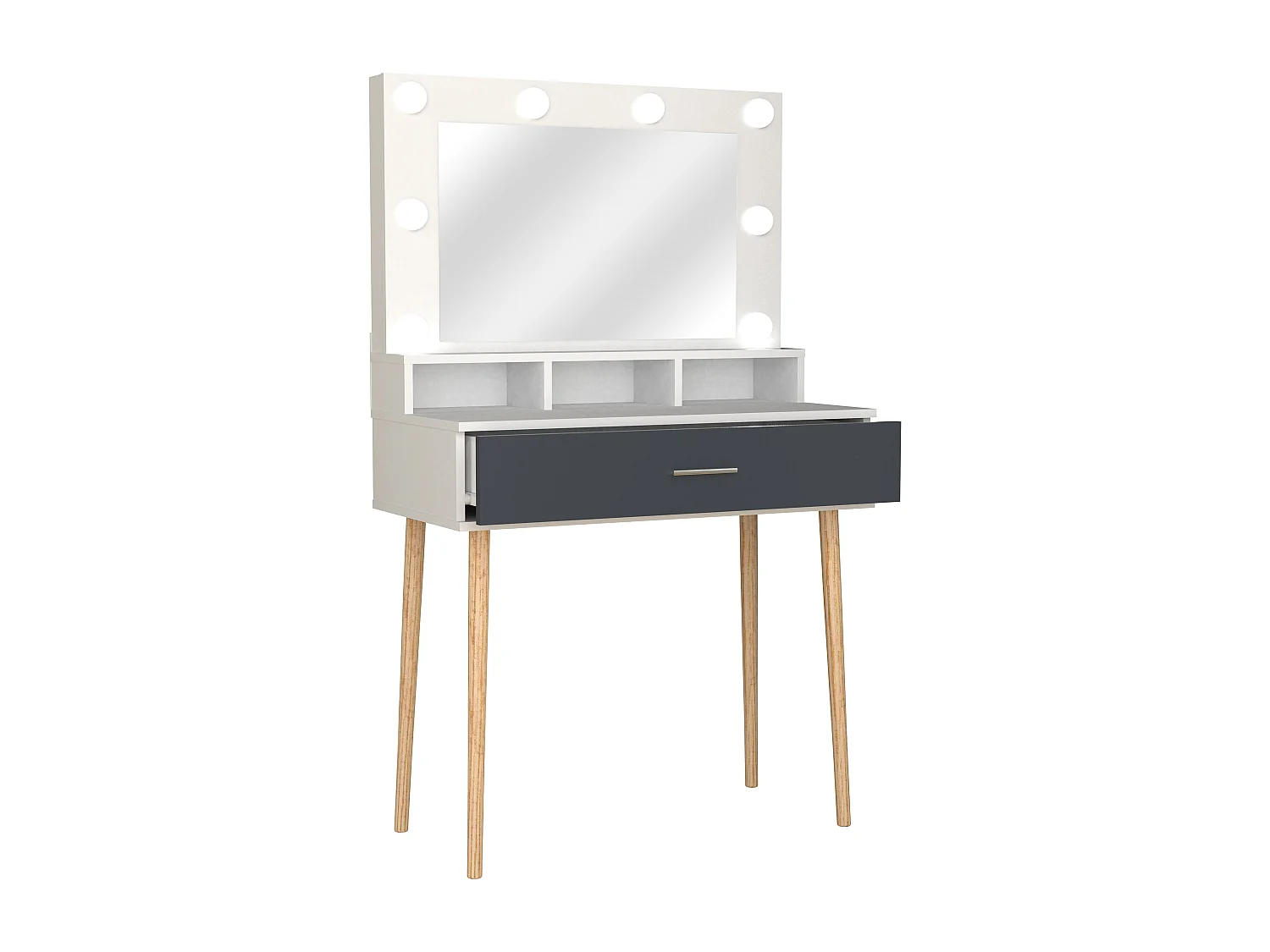 Makeup table Lindas White / Anthracite H. 133 x W. 80 x D. 40 cm