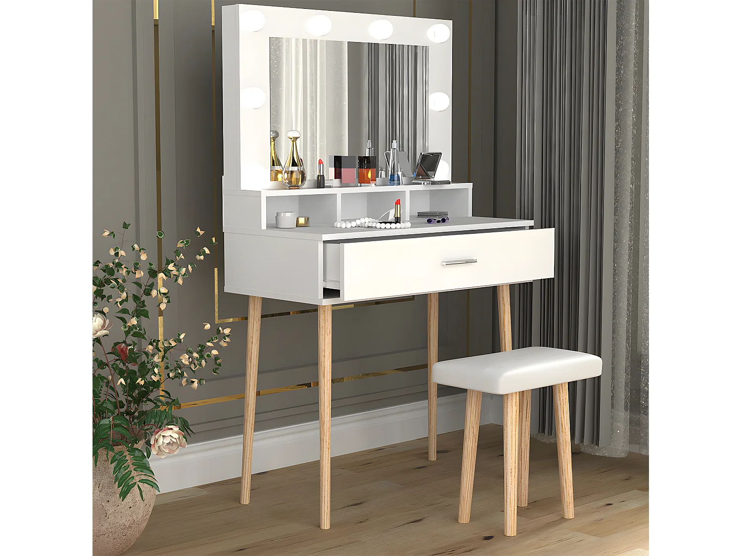 Schminktisch Hocker Spiegel Lindas