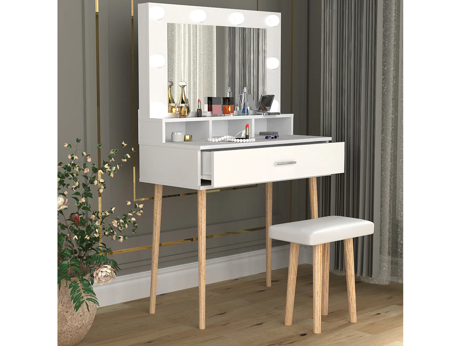 Schminktisch Hocker Spiegel Lindas