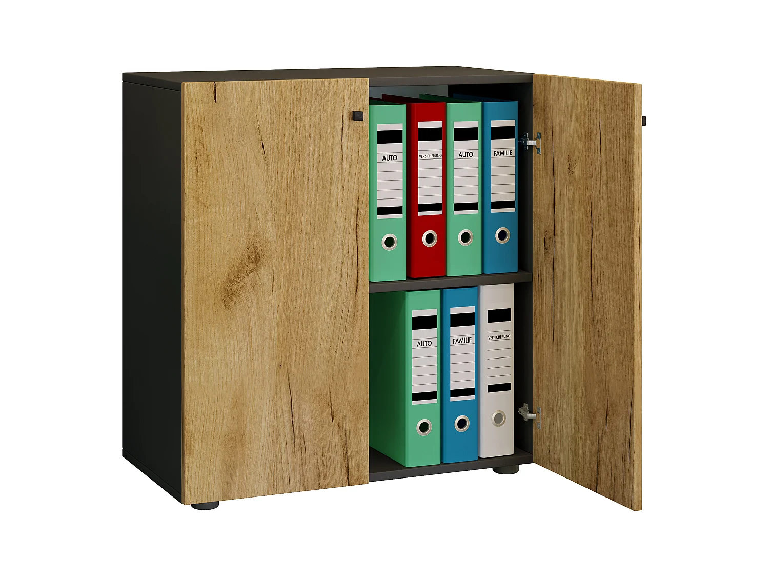 Office cabinet Lona Anthracite / honey oak W. 70 x H. 74 x D. 40 cm