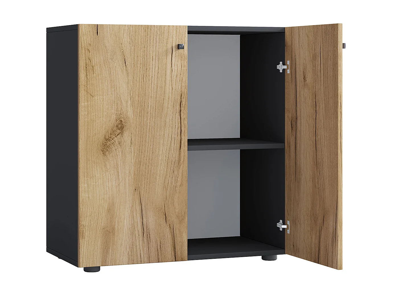 Office cabinet Lona Anthracite / honey oak W. 70 x H. 74 x D. 40 cm