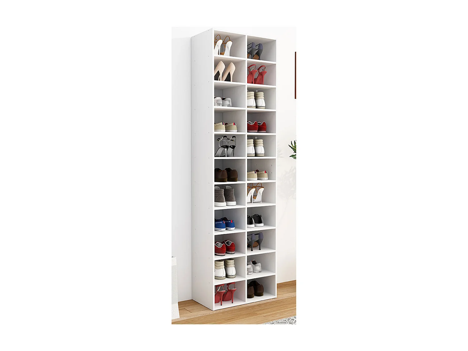 Shoe Shelf Hinsol White H. 183 x W. 52 x D. 30 cm