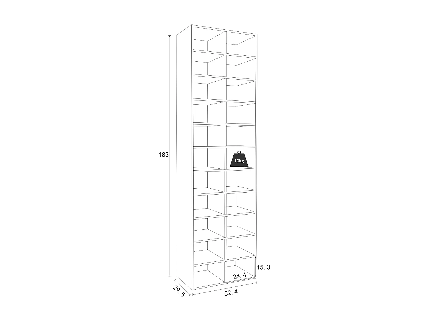 Shoe Shelf Hinsol White H. 183 x W. 52 x D. 30 cm