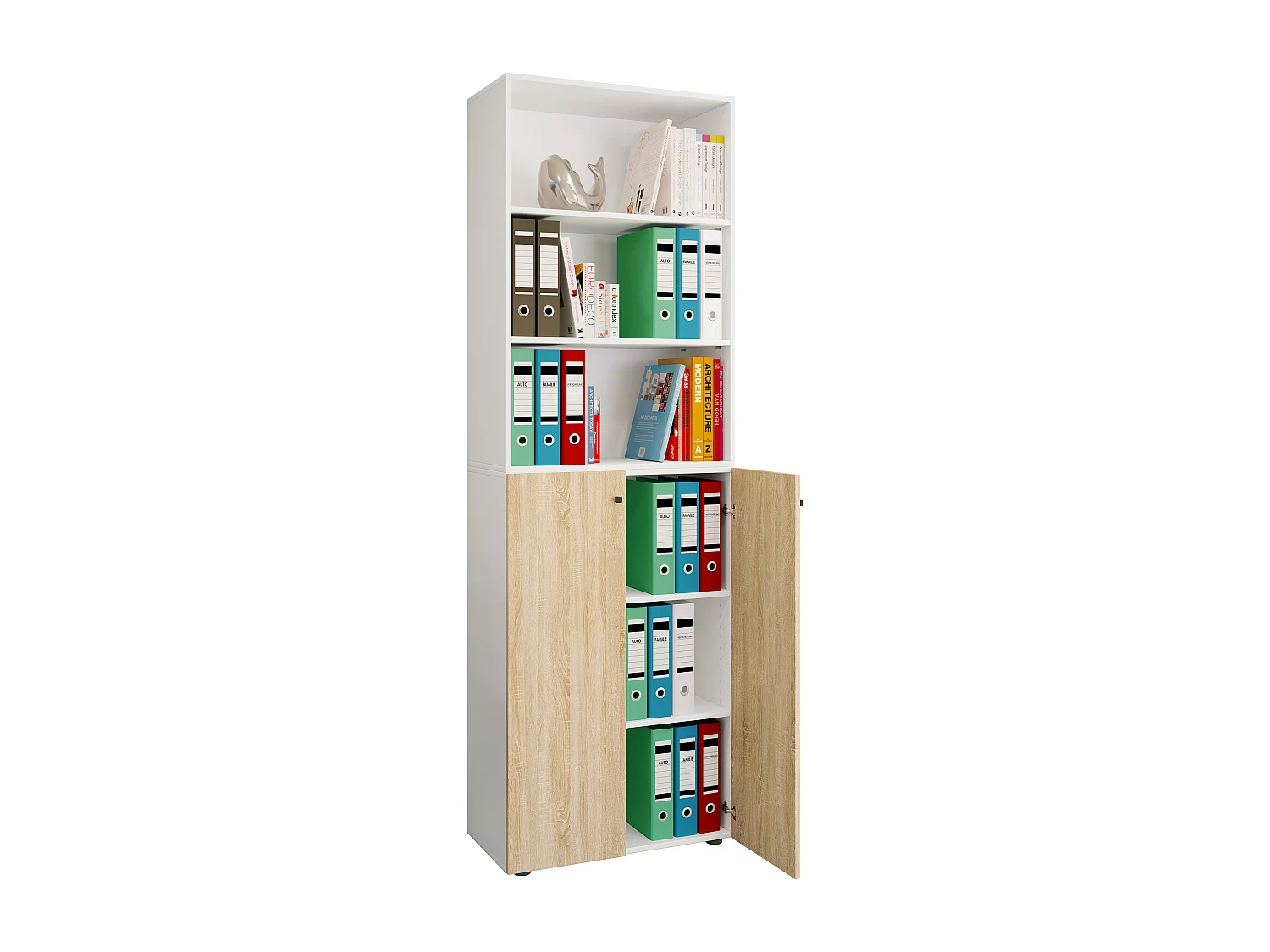 Office cabinet Ulas White / Sonoma oak H. 220 x W. 70 x D. 40cm