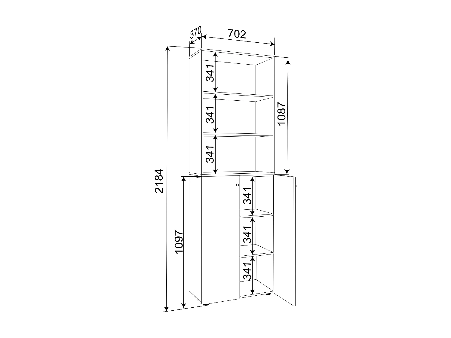 Shoe cabinet Lona White / Gray H. 220 x W. 70 x D. 40cm