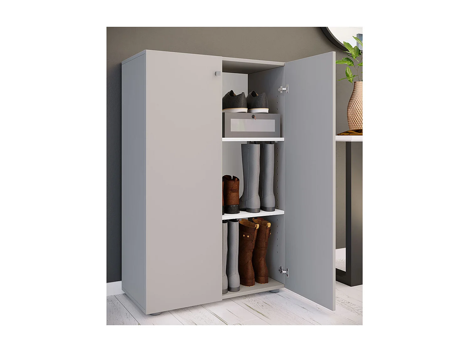 Shoe cabinet Lona Gray H. 110 x W. 70 x D. 39 cm