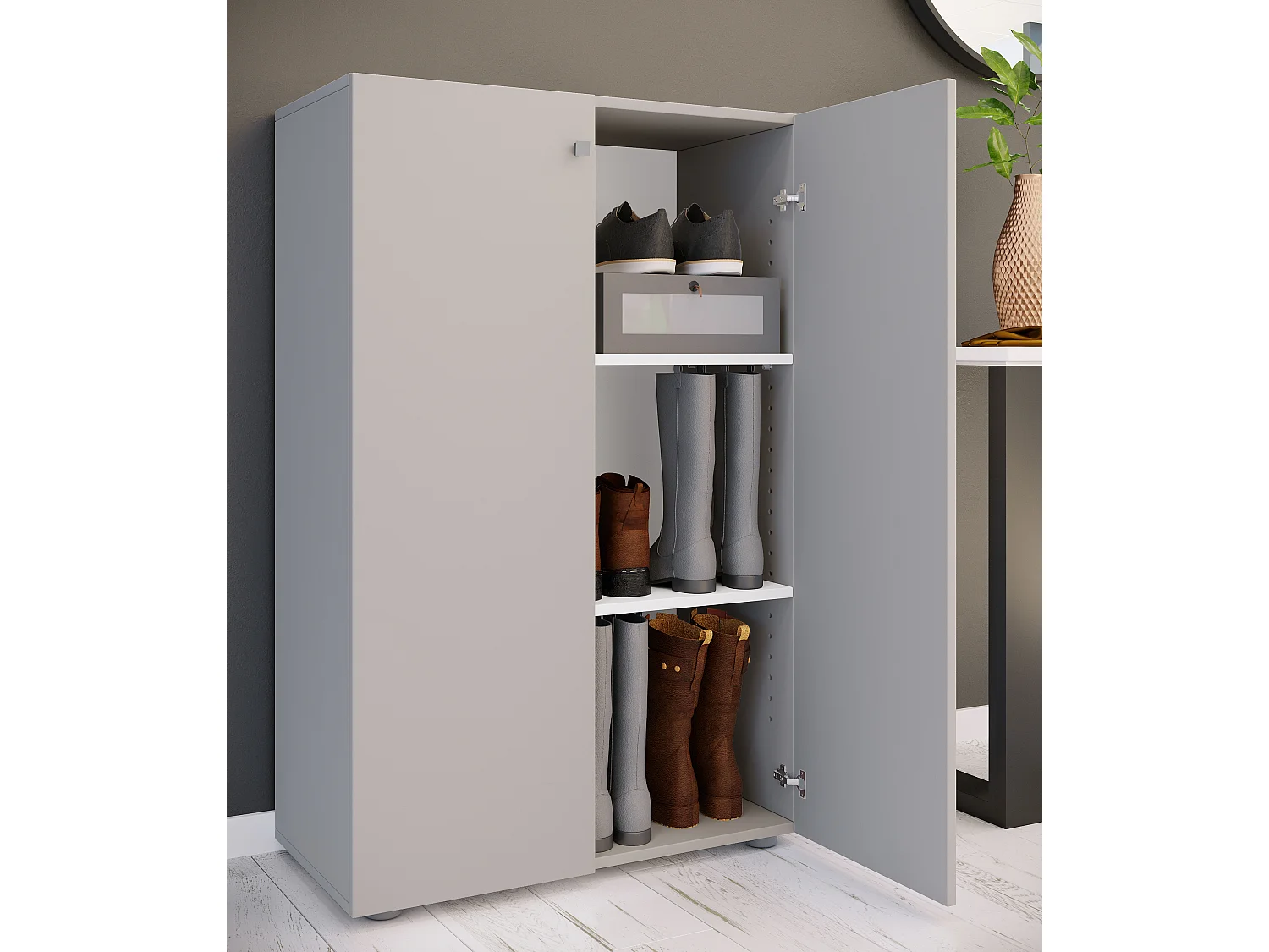 Shoe cabinet Lona Gray H. 110 x W. 70 x D. 39 cm