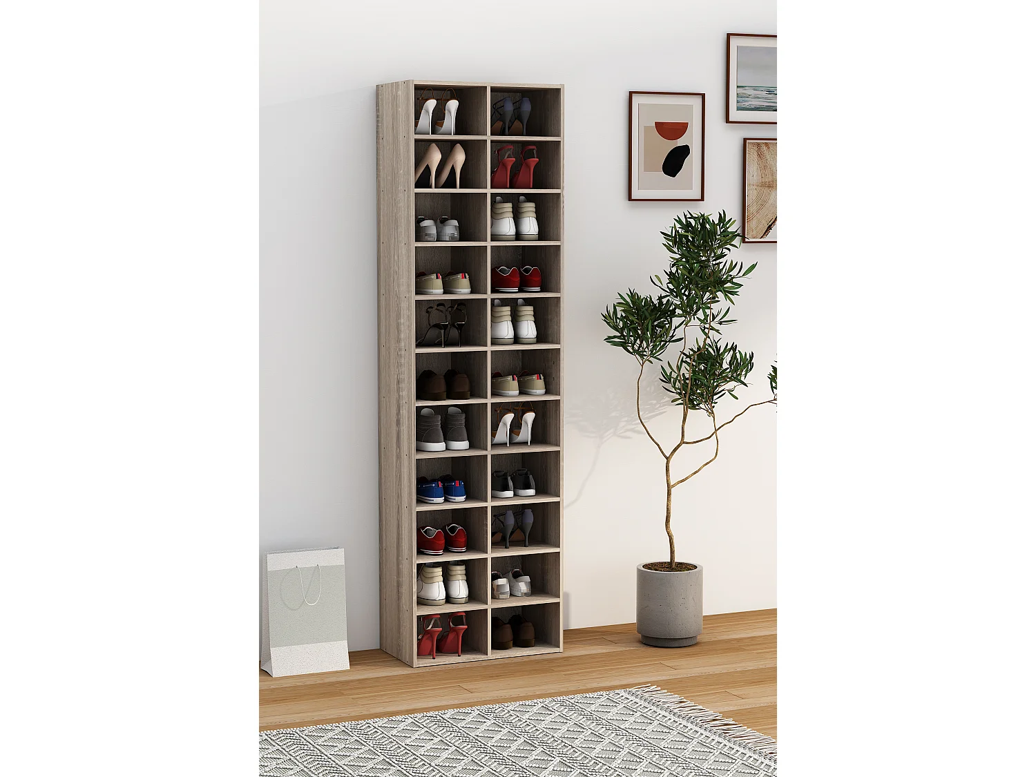 Shoe Shelf Hinsol Sonoma Oak H. 183 x W. 52 x D. 30 cm