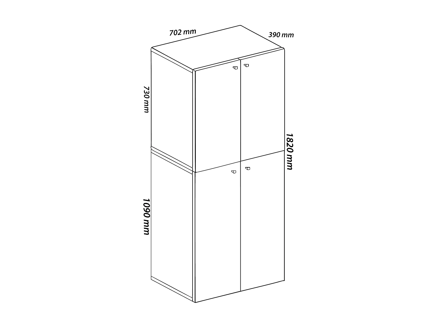 Office cabinet Lona White / Honey oak W. 70 x H. 184 x D. 40 cm