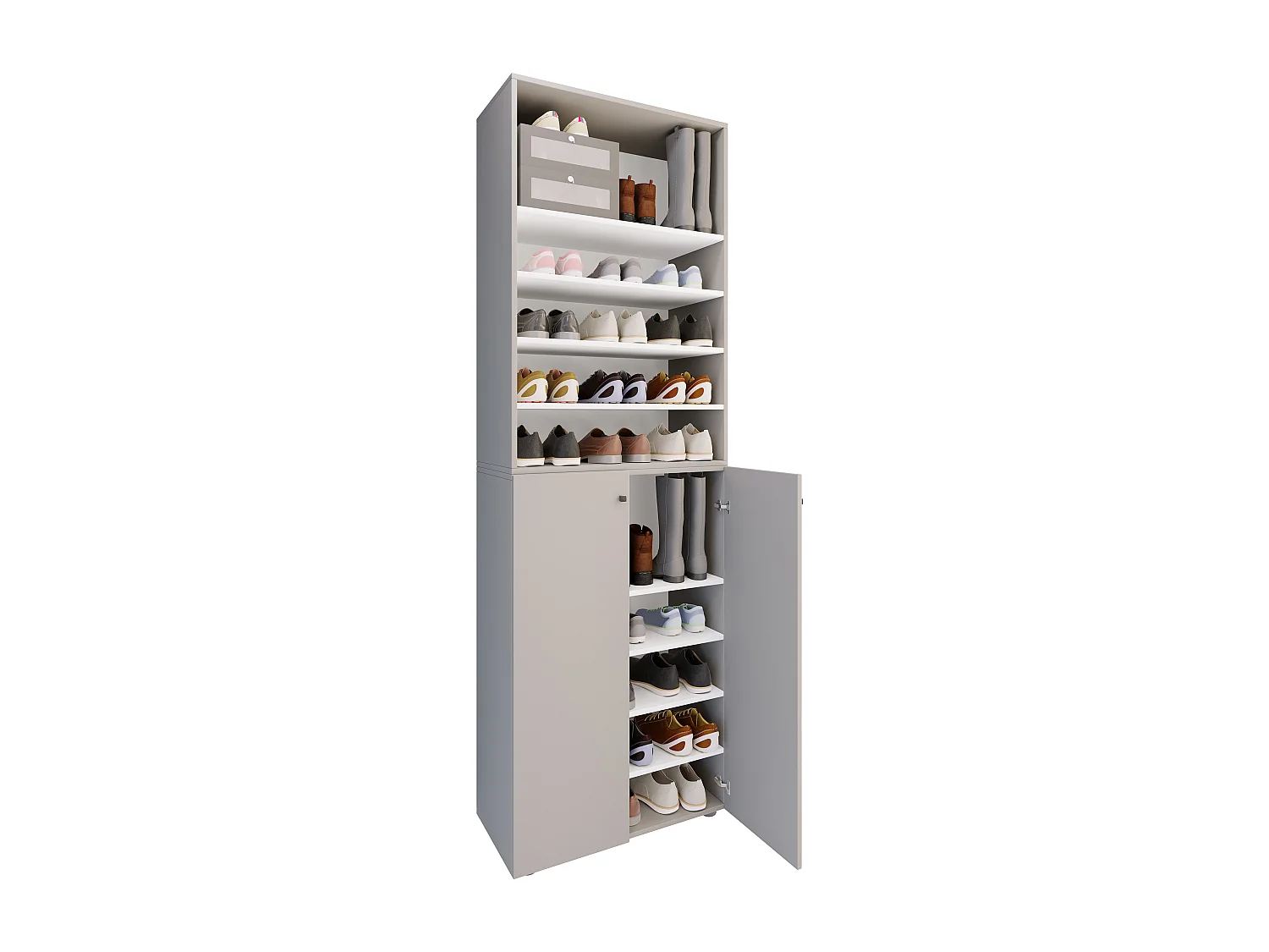 Shoe cabinet Lona Gray H. 220 x W. 70 x D. 40cm