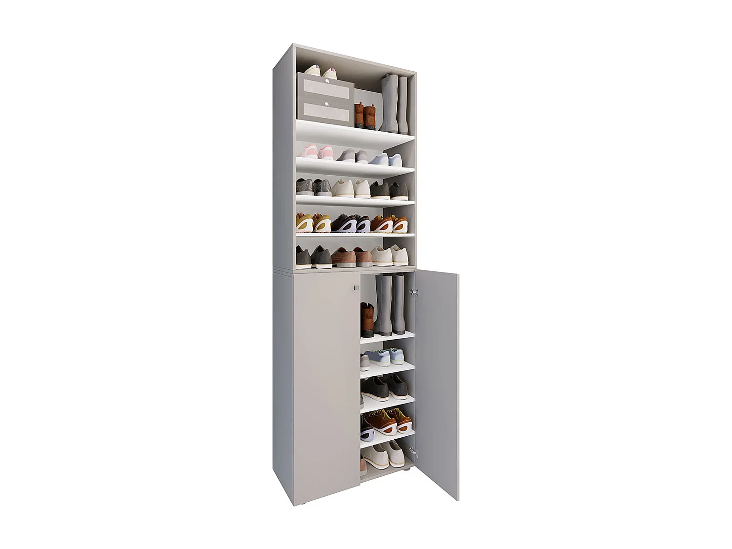 Shoe cabinet Lona Gray H. 220 x W. 70 x D. 40cm