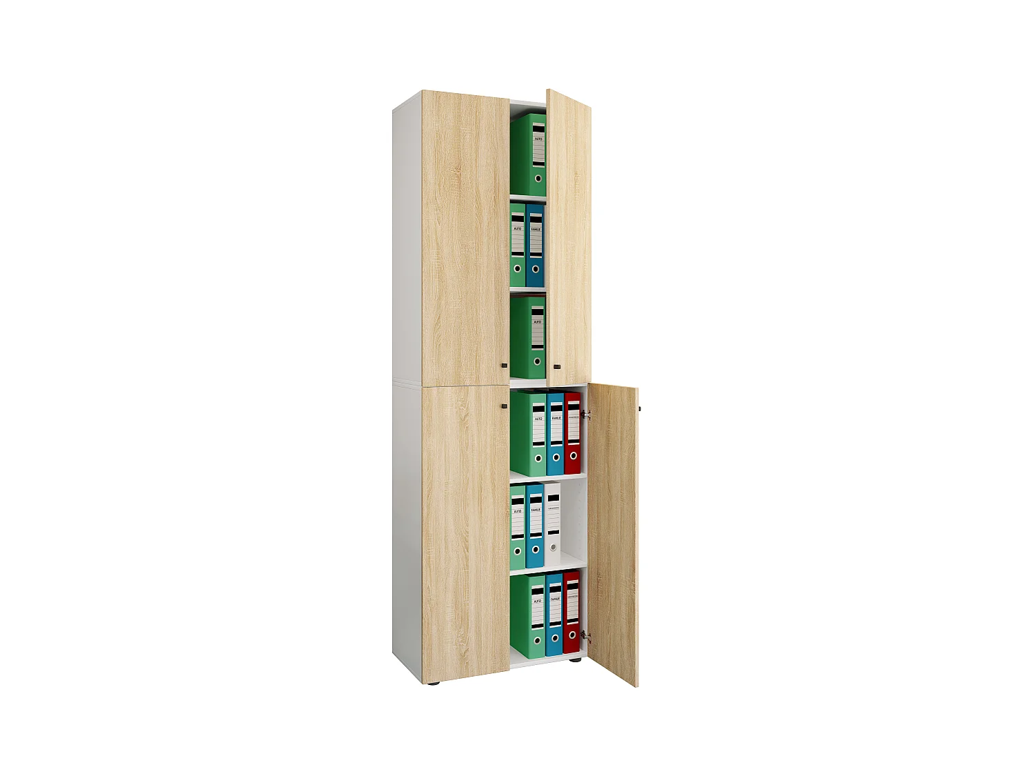Office cabinet Ulas White / Sonoma oak H. 220 x W. 70 x D. 40cm