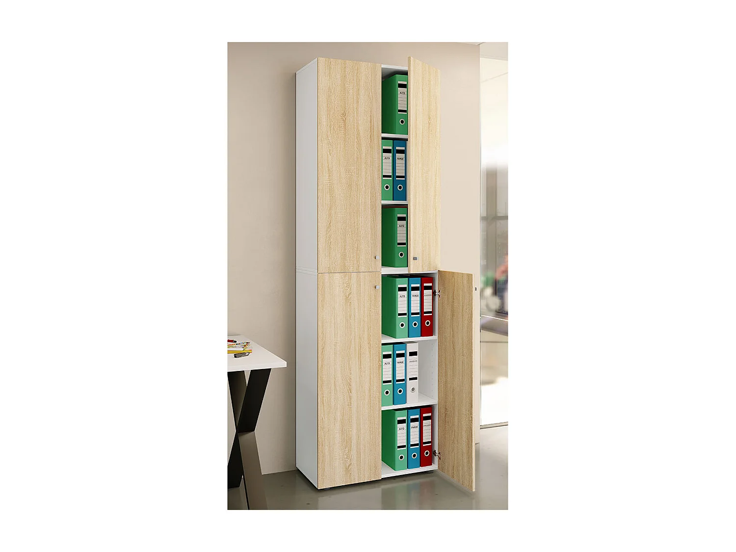Office cabinet Ulas White / Sonoma oak H. 220 x W. 70 x D. 40cm