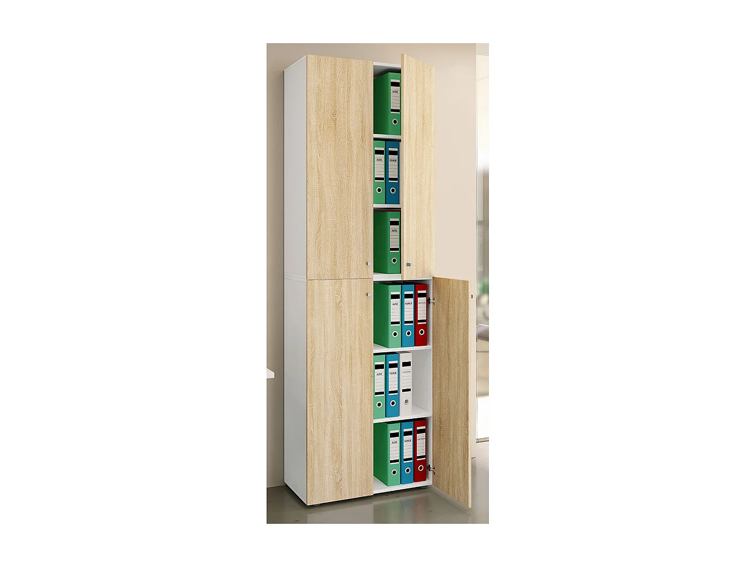 Office cabinet Ulas White / Sonoma oak H. 220 x W. 70 x D. 40cm