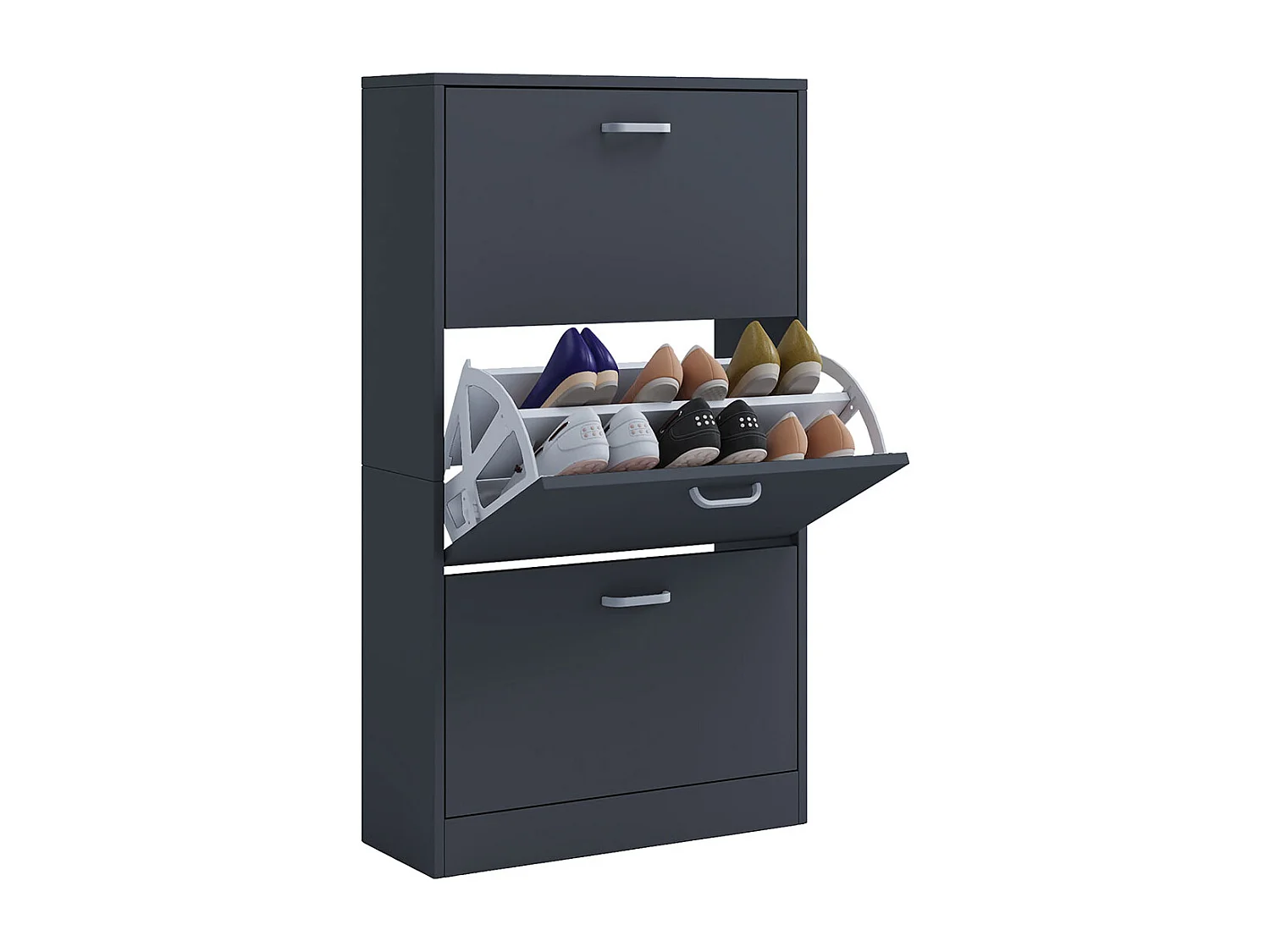 Shoe cabinet Sipos Anthracite H. 105 x W. 59 x D. 22 cm