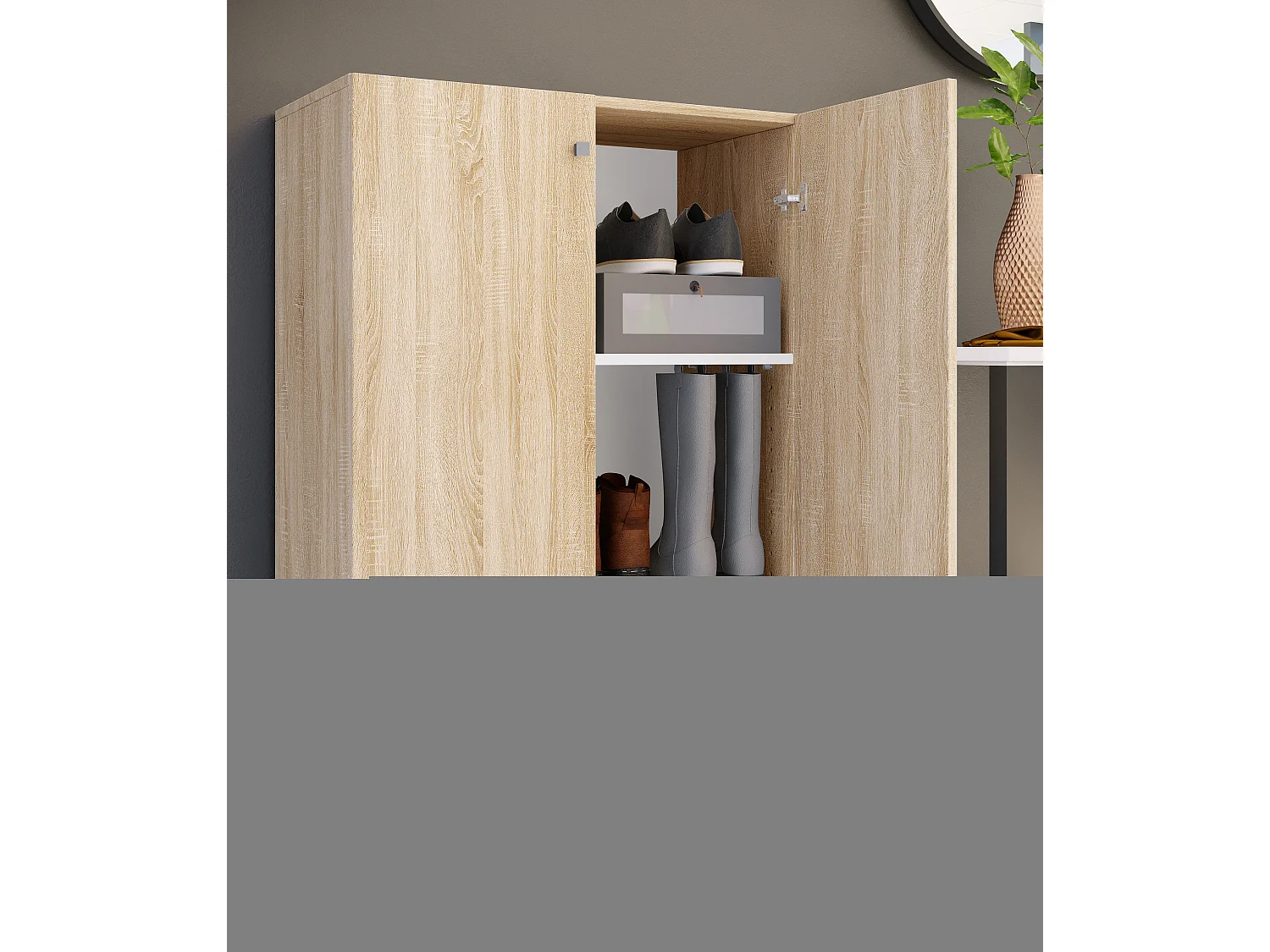 VCM XL Madeira Grande Sapato Gabinete Prateleira Grandes Botas Móveis de Piso Lona 3 Compartimentos (Sonoma Carvalho)