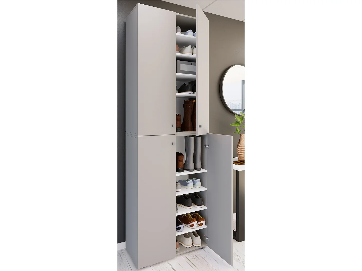 Shoe cabinet Lona Gray H. 220 x W. 70 x D. 40cm