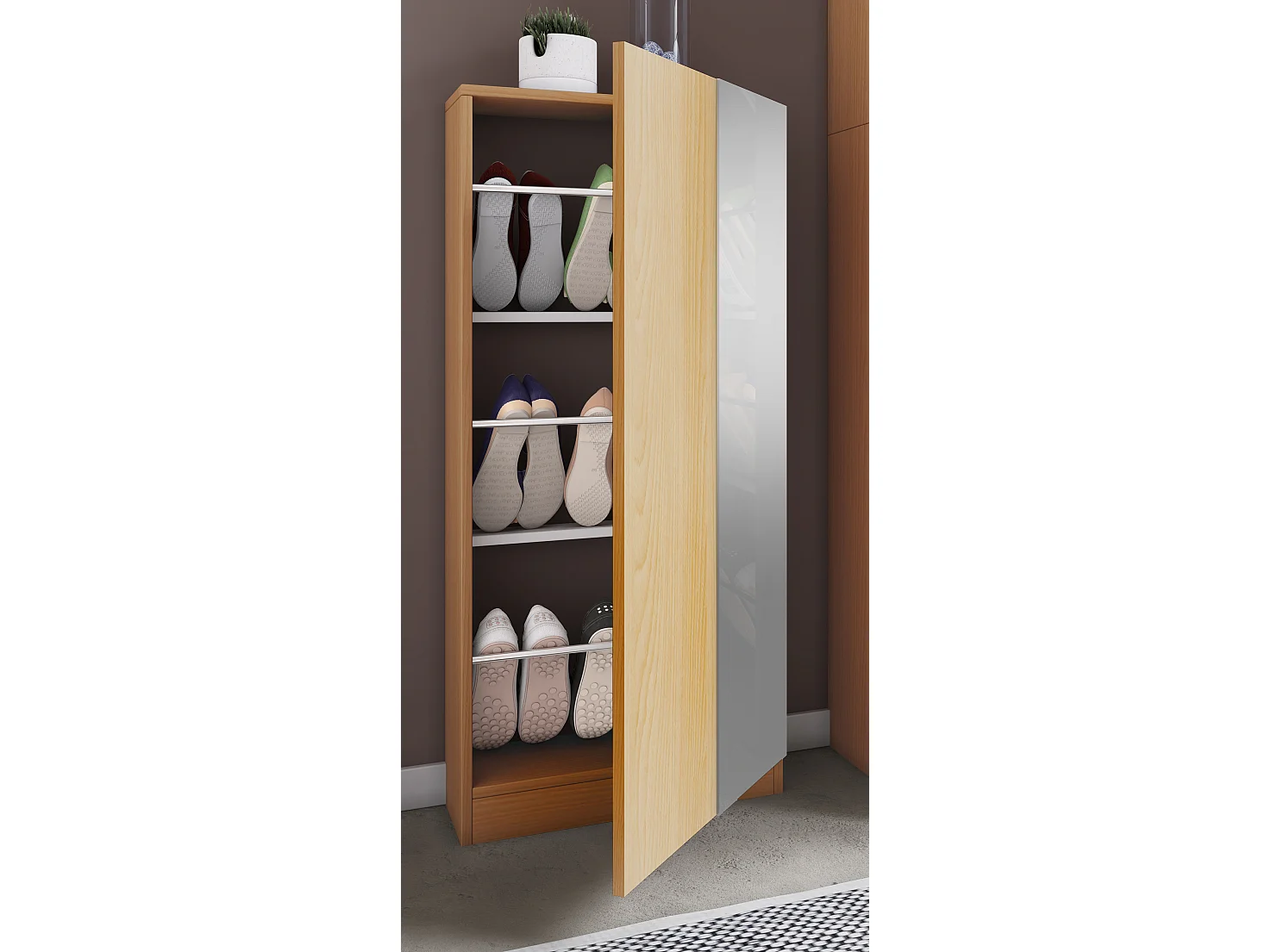 Shoe cabinet Fulisa Book H. 112 x W. 50 x D. 17 cm