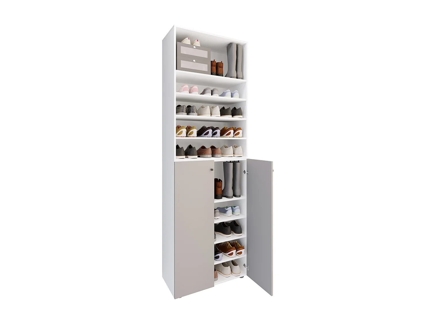 Shoe cabinet Lona White / Gray H. 220 x W. 70 x D. 40cm