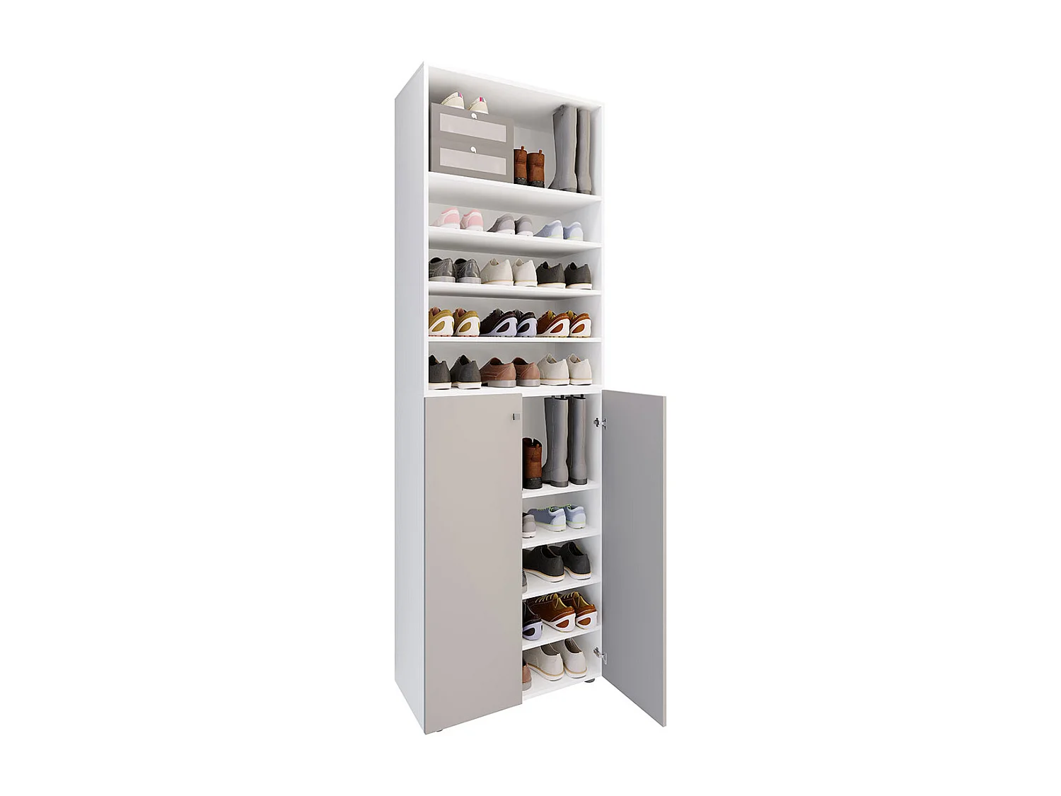 Shoe cabinet Lona White / Gray H. 220 x W. 70 x D. 40cm