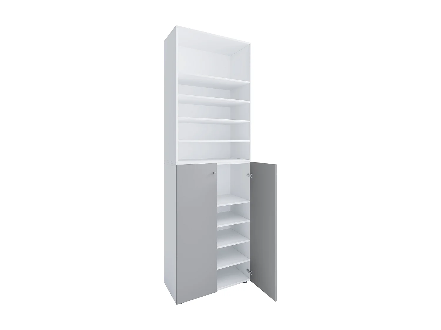 Shoe cabinet Lona White / Gray H. 220 x W. 70 x D. 40cm