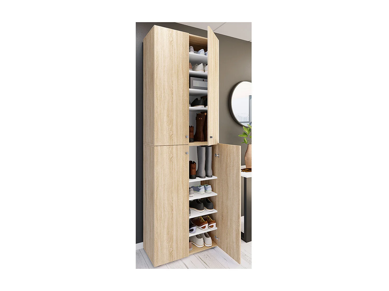 Shoe cabinet Lona Sonoma Oak H. 220 x W. 70 x D. 40cm