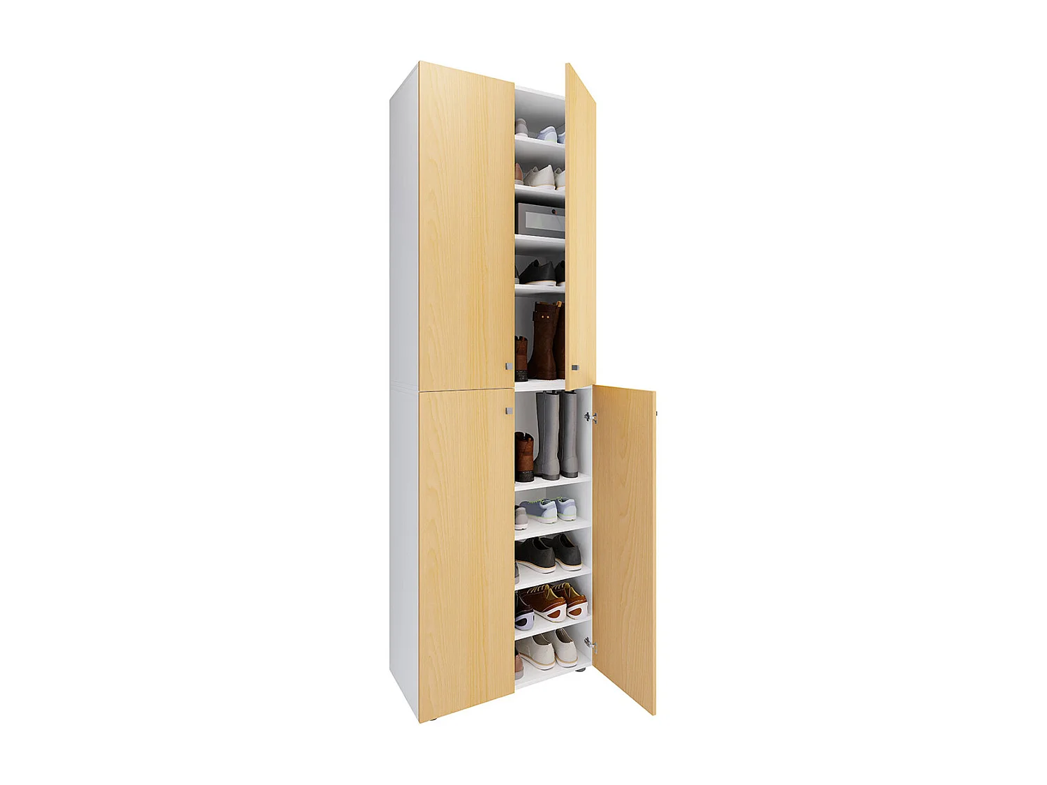 VCM XL Madeira Grande Sapato Gabinete Prateleira Grande Botas Boardcase Mobiliário Lona 10 Compartimentos Turning Doors (Branco / Faia)