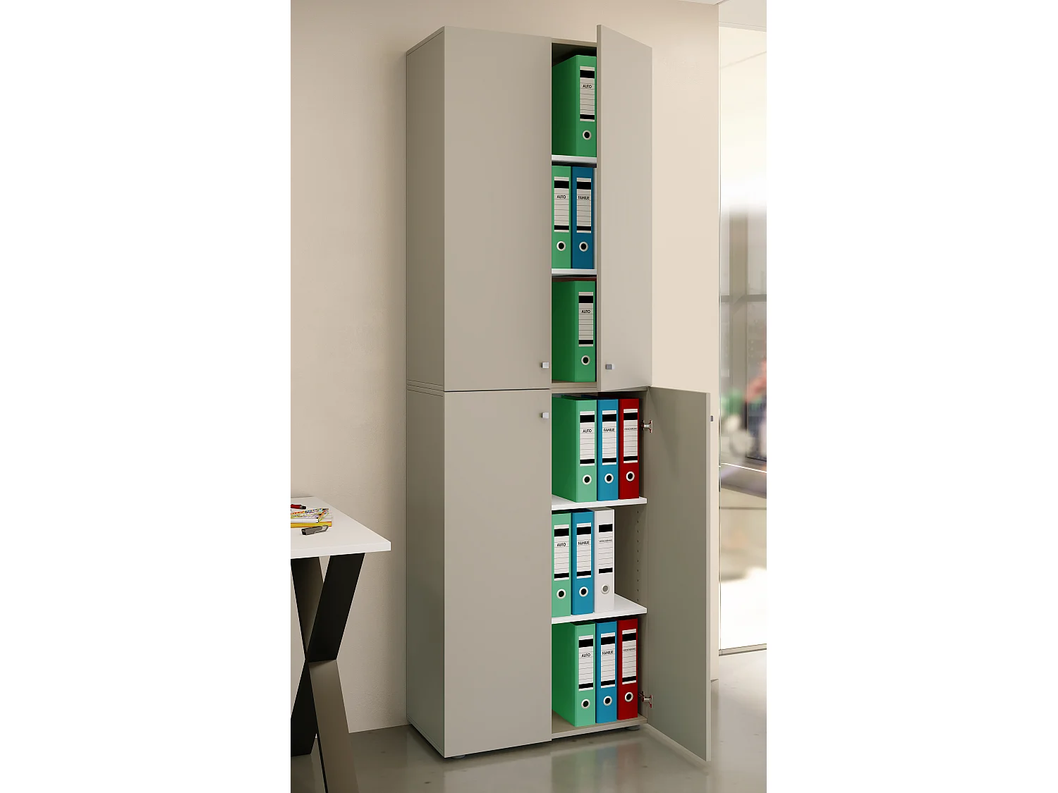 Office cabinet Ulas Gray H. 220 x W. 70 x D. 40cm