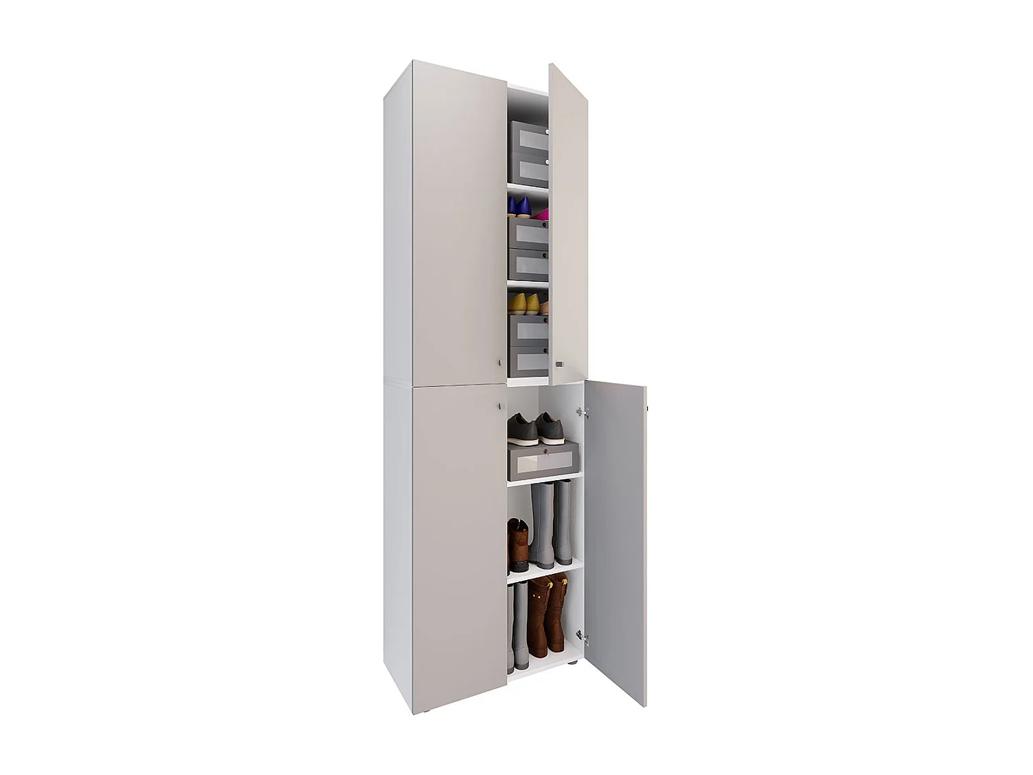 Shoe cabinet Lona White / Gray H. 220 x W. 70 x D. 40cm