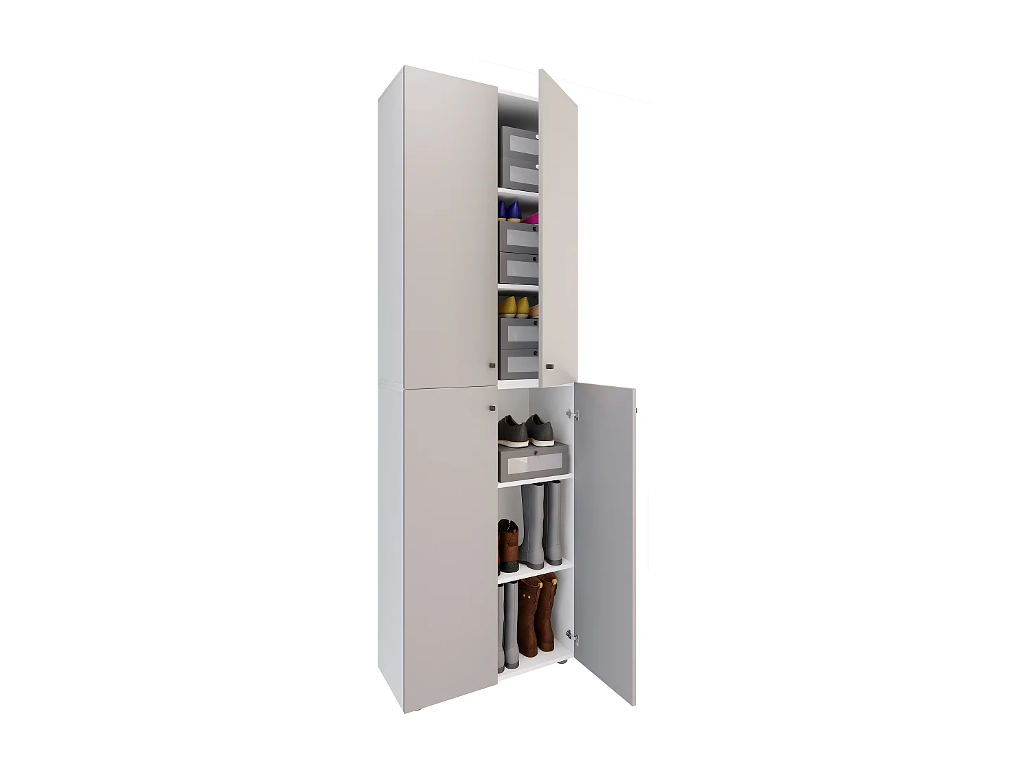 Shoe cabinet Lona White / Gray H. 220 x W. 70 x D. 40cm