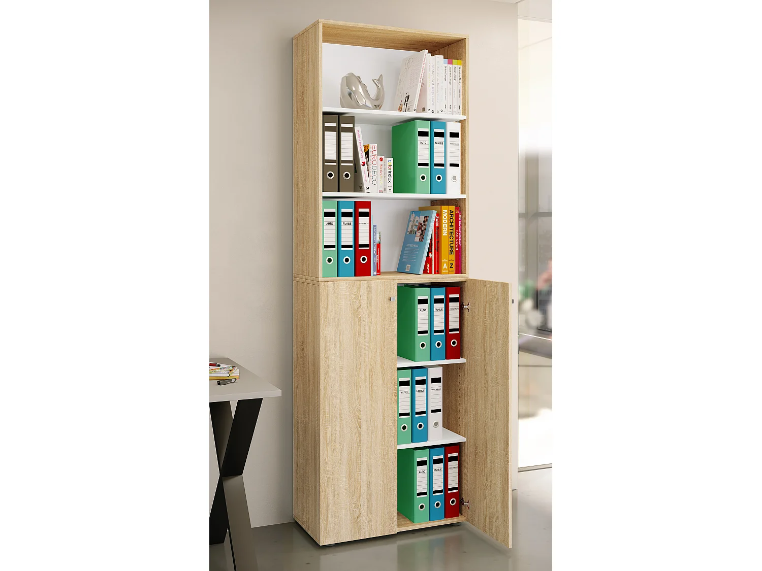 Office cabinet Ulas Sonoma Oak H. 220 x W. 70 x D. 40cm