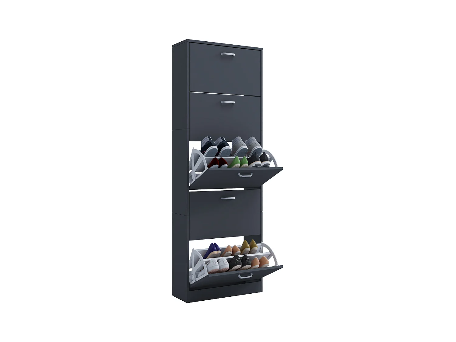 Shoe cabinet Sipos Anthracite H. 170 x W. 59 x D. 22 cm