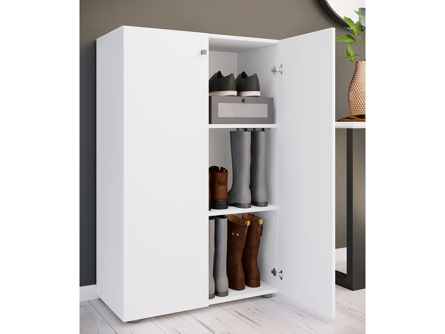 Shoe cabinet Lona White H. 110 x W. 70 x D. 39 cm