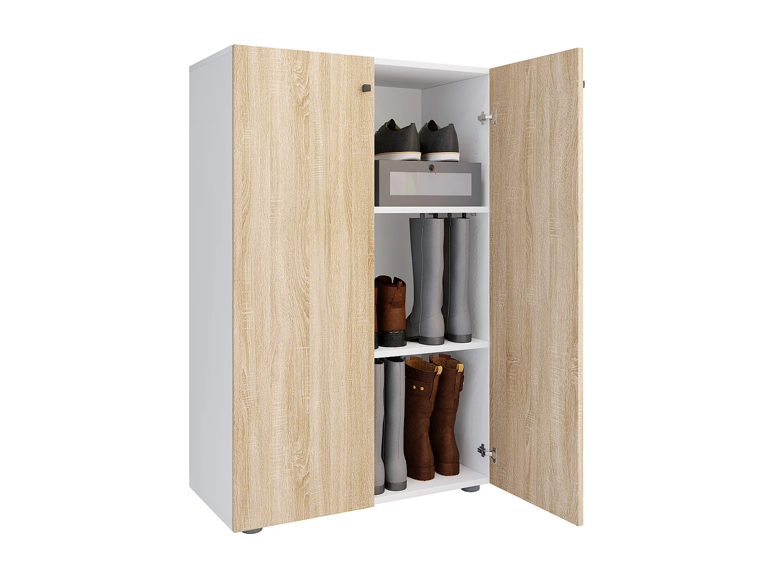 Shoe cabinet Lona White / Sonoma oak H. 110 x W. 70 x D. 39 cm