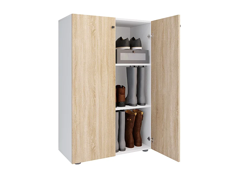 Shoe cabinet Lona White / Sonoma oak H. 110 x W. 70 x D. 39 cm