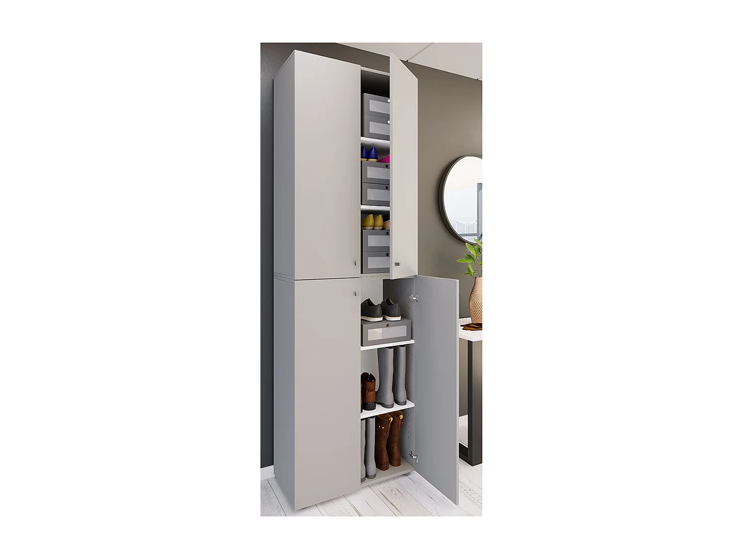 Shoe cabinet Lona Gray H. 220 x W. 70 x D. 40cm