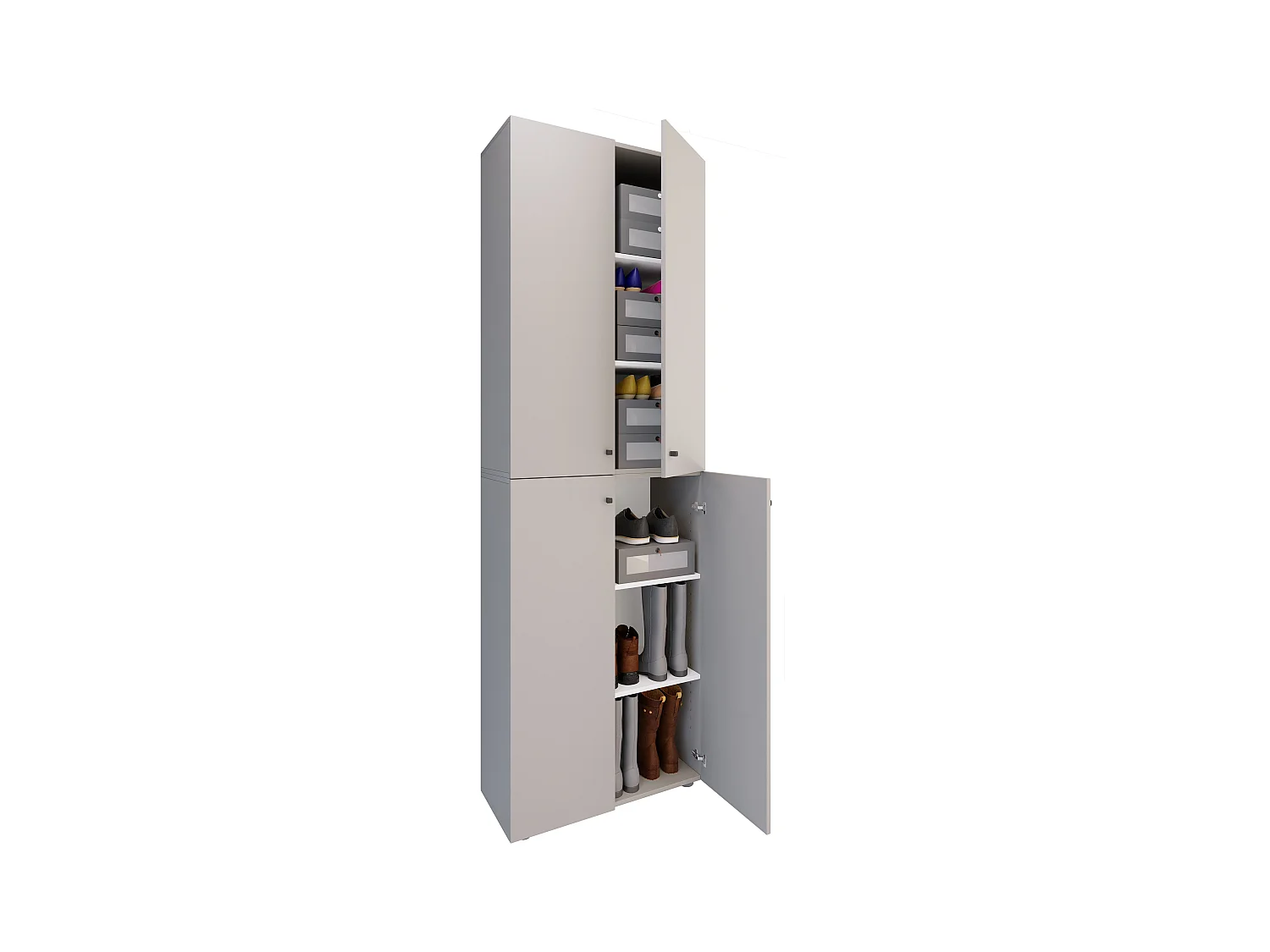 VCM XL Madeira Grande Sapato Gabinete Prateleira Grandes Botas Mobiliário de Piso Lona 6 Compartimentos Turning Doors (Cinza)