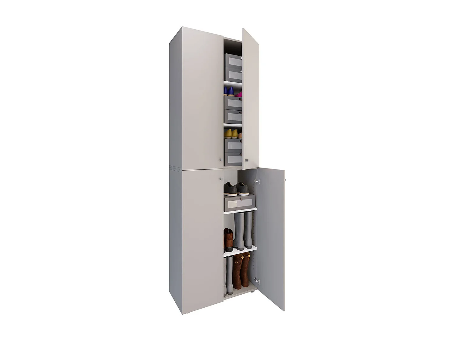 VCM XL Madeira Grande Sapato Gabinete Prateleira Grandes Botas Mobiliário de Piso Lona 6 Compartimentos Turning Doors (Cinza)