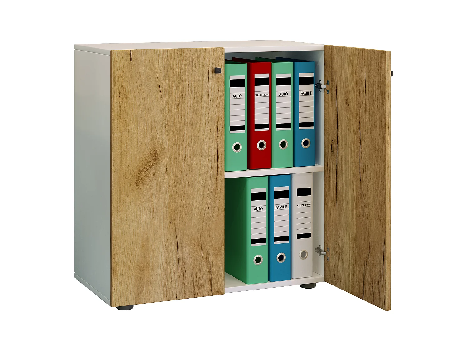 Office cabinet Lona White / Honey oak W. 70 x H. 74 x D. 40 cm