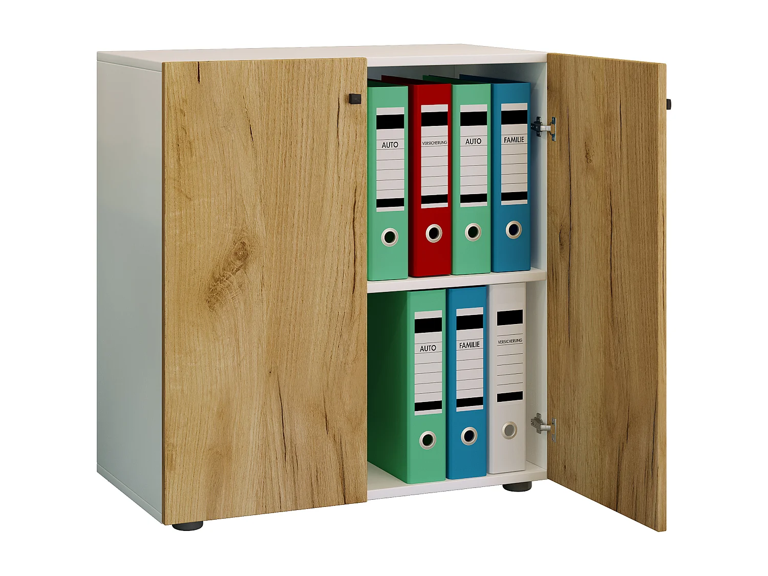 Office cabinet Lona White / Honey oak W. 70 x H. 74 x D. 40 cm