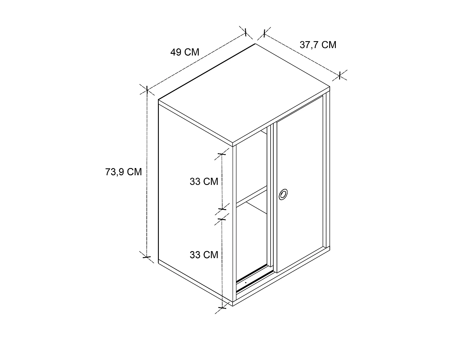 Office cabinet Ulas White H. 74 x W. 49 x D. 38 cm