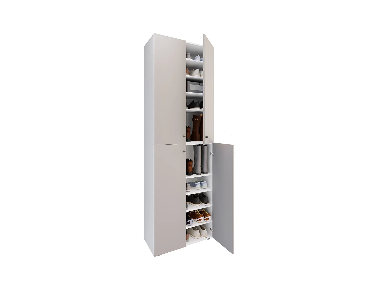 Shoe cabinet Lona White / Gray H. 220 x W. 70 x D. 40cm