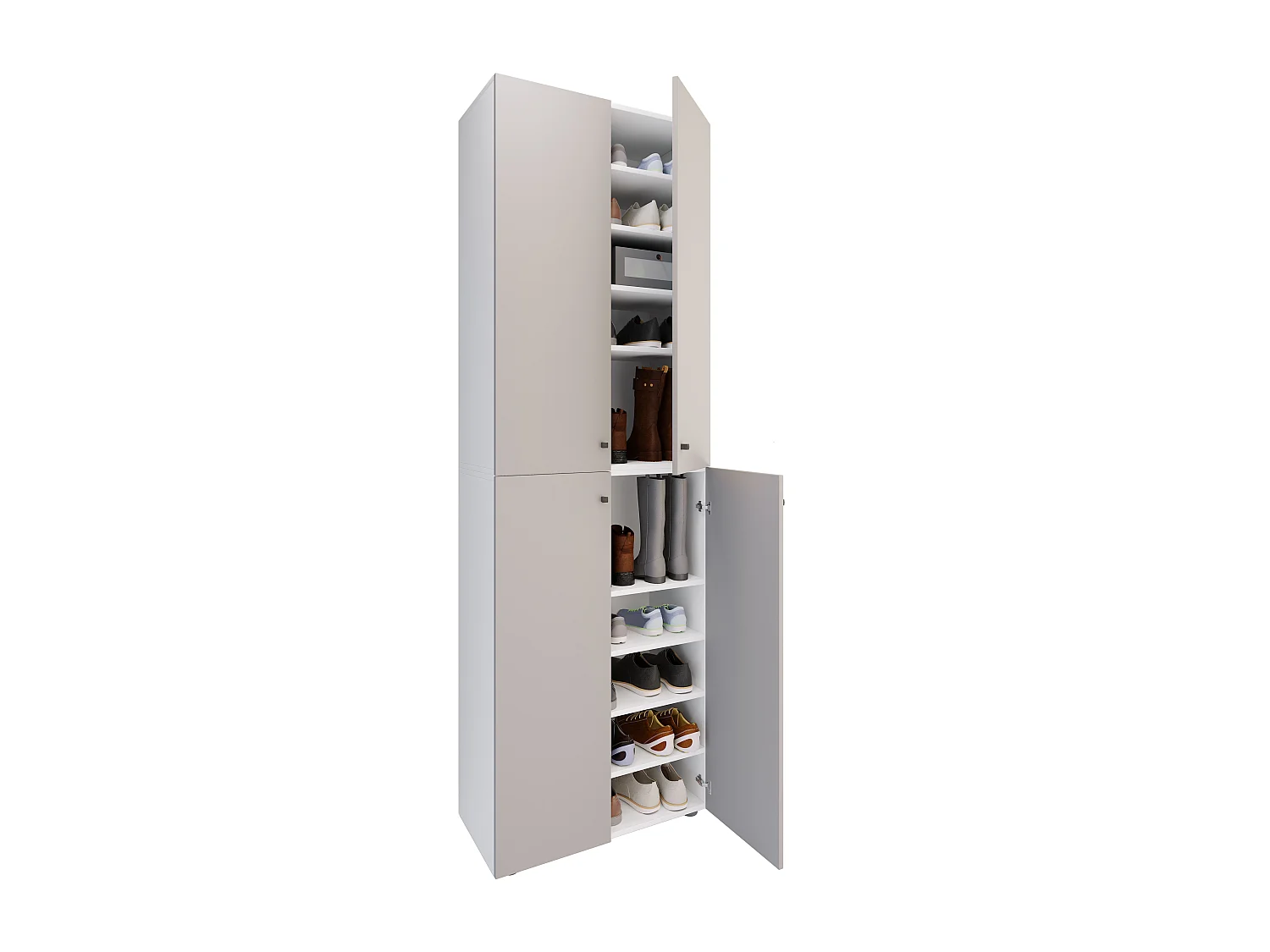 Shoe cabinet Lona White / Gray H. 220 x W. 70 x D. 40cm