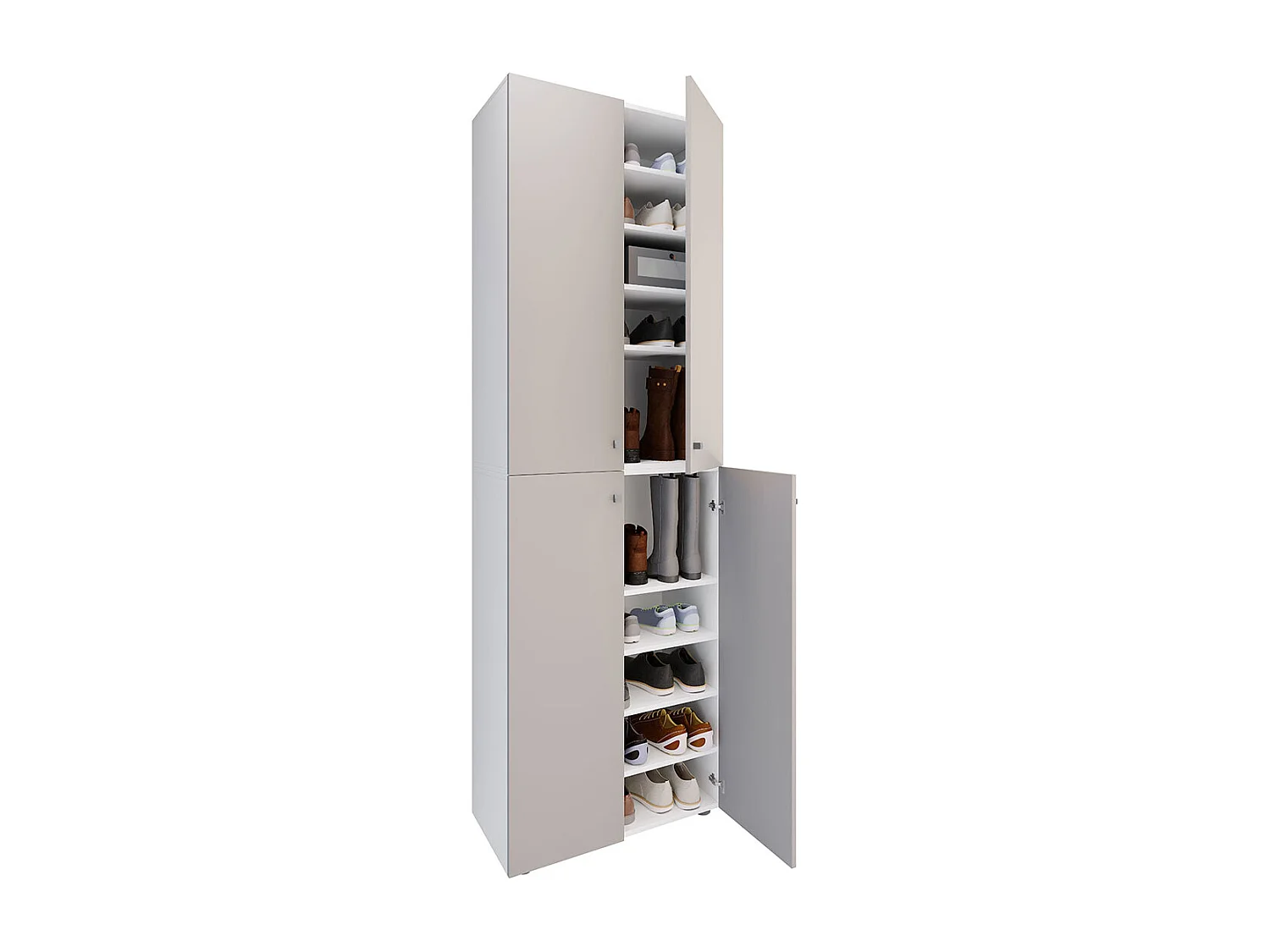 Shoe cabinet Lona White / Gray H. 220 x W. 70 x D. 40cm