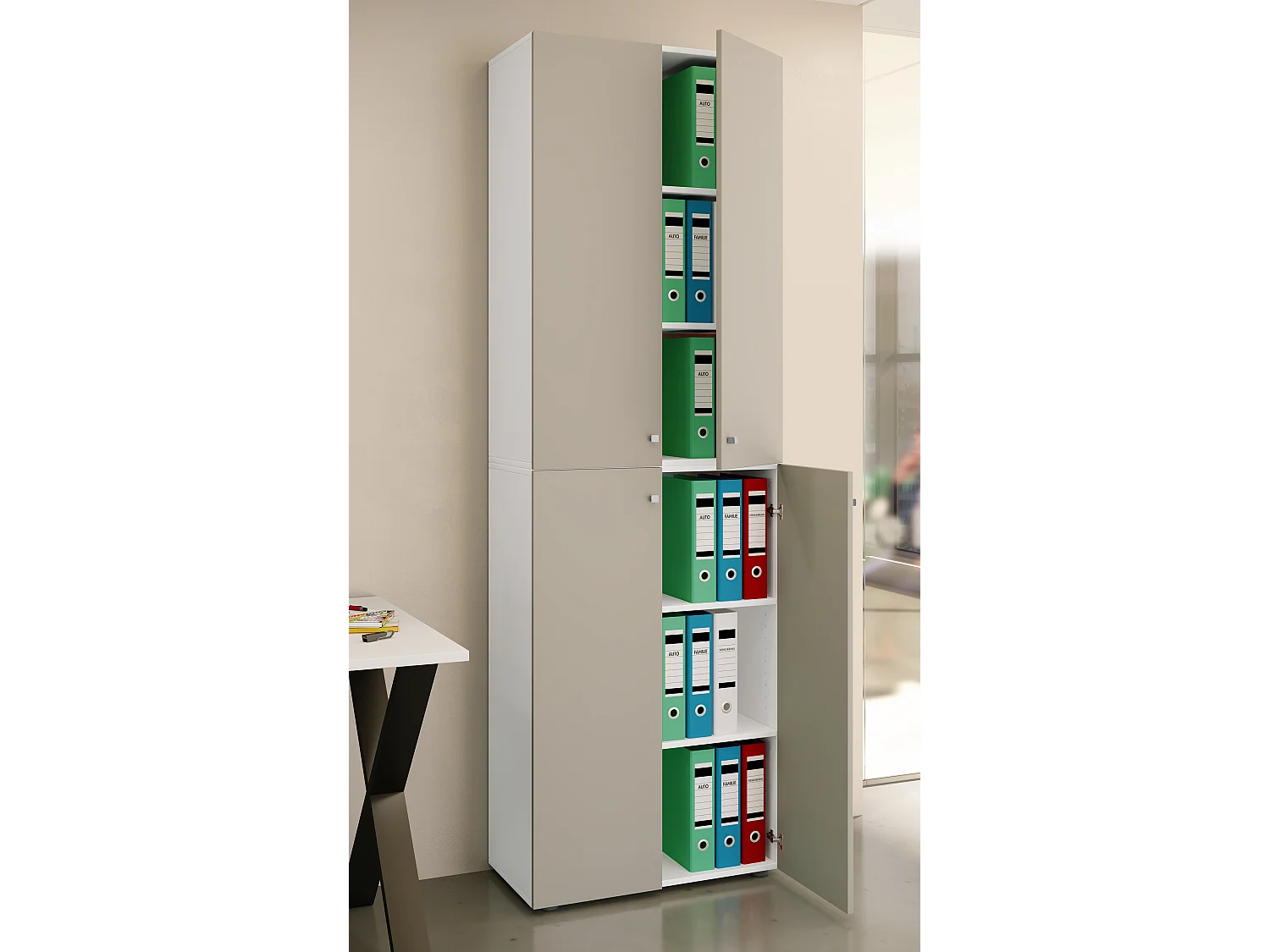 Office cabinet Ulas White / Gray H. 220 x W. 70 x D. 40cm