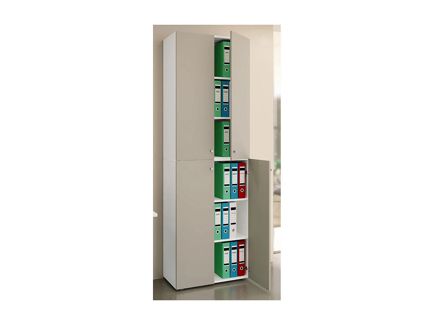 Office cabinet Ulas White / Gray H. 220 x W. 70 x D. 40cm