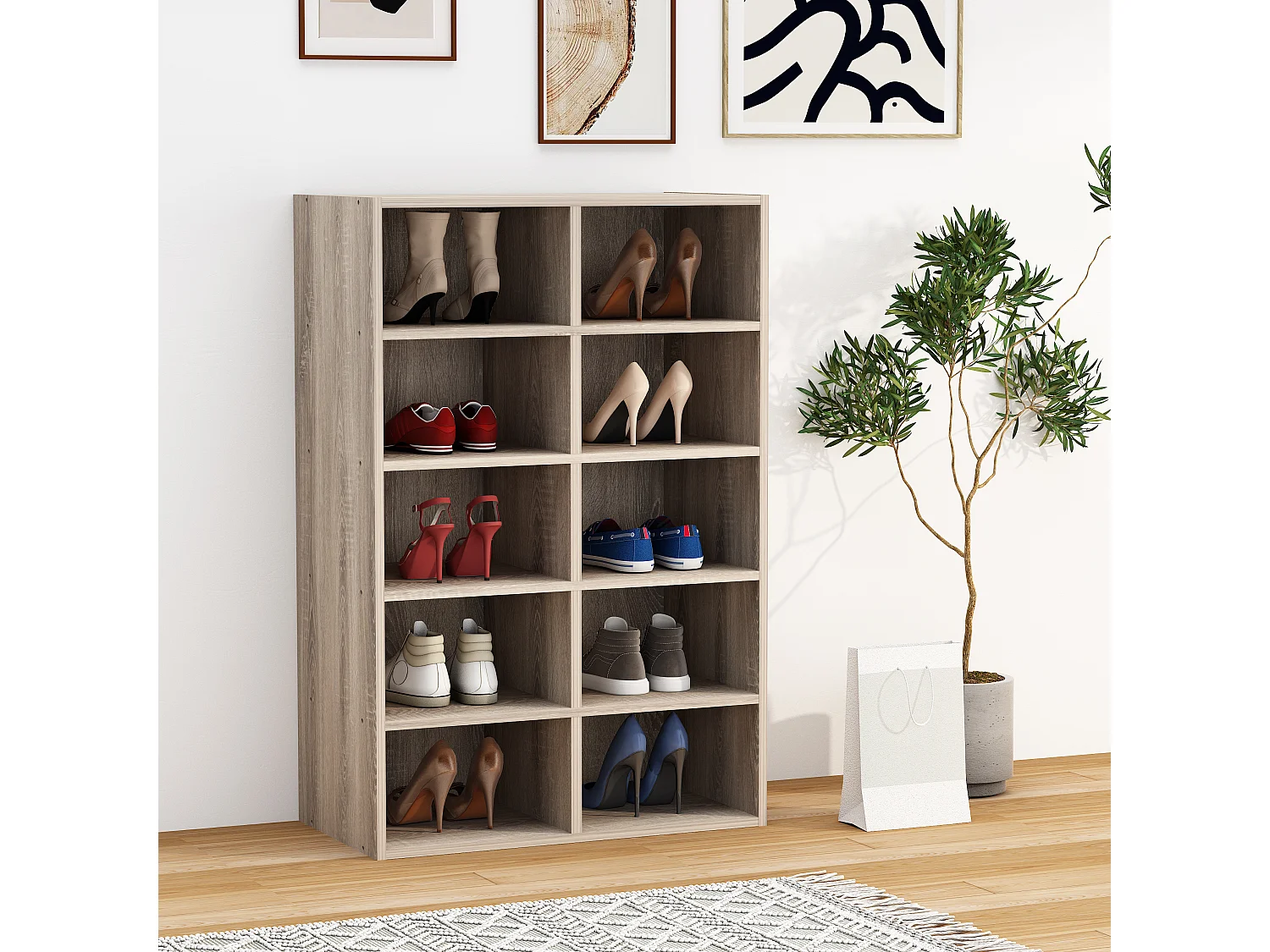 Shoe Shelf Hinsol Sonoma Oak H. 84 x W. 55 x D. 30 cm