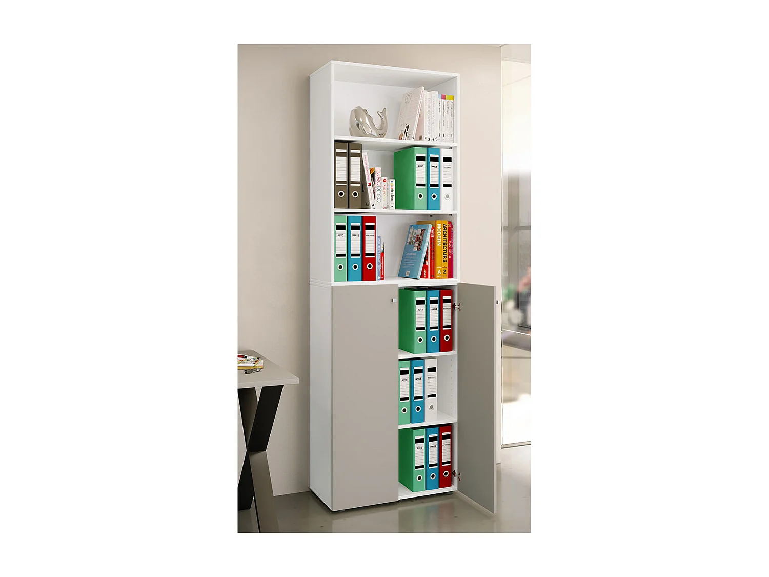 Office cabinet Ulas White / Gray H. 220 x W. 70 x D. 40cm